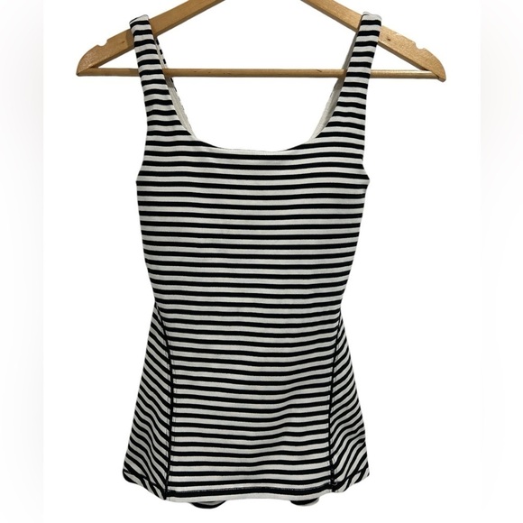 Lululemon Amala Tank Narrow Bold Stripe Black Angel Wing - Size 4 - Picture 3 of 10